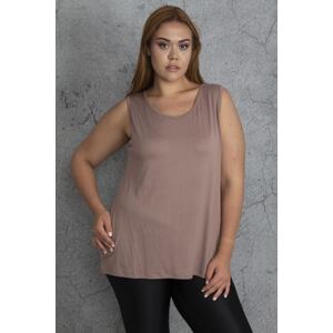 Şans Women's Mink Plus Size Sleeveless Viscose Blouse