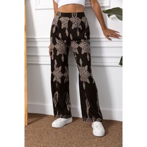 armonika Women's Brown Patterned Wide Leg Trousers