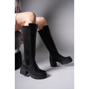 Riccon Faevuth Women's Long Stet Boots 0012217 Black Skin