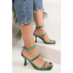 Shoeberry Women's Louros Emerald Green Metallic High Heels