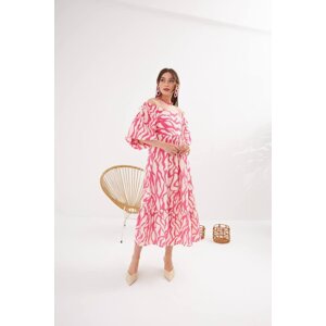 Laluvia Pink Patterned Long Dress