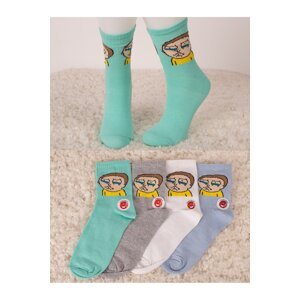 armonika Women's Scented Character Patterned Ankle Socks 4-Pack