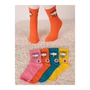 armonika Women's Scented Character Patterned Ankle Socks 4-Pack