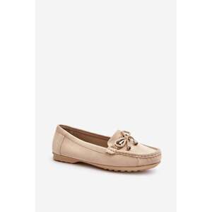 Women's suede loafers with embellishments, Beige Daphikaia