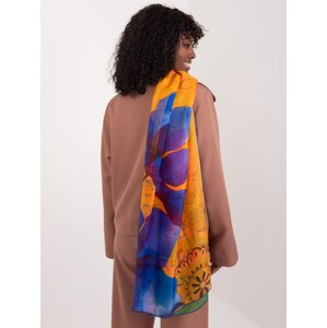 Orange-cobalt scarf with print