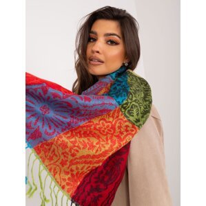 Colorful women's scarf with fringe