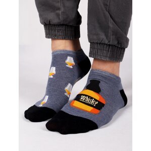 Yoclub Man's Ankle Funny Cotton Socks Patterns Colours Navy Blue