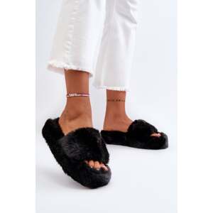 Women's fur slippers Black Stepia