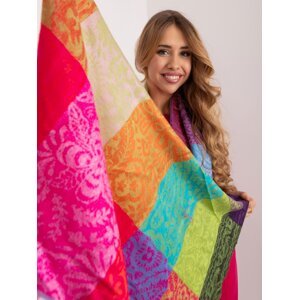 Colorful viscose scarf with fringe