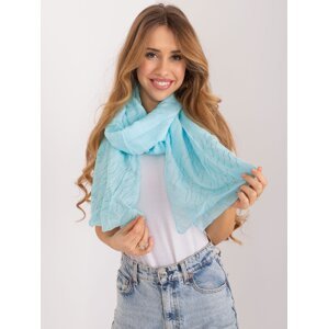Light blue viscose women's scarf with rhinestones