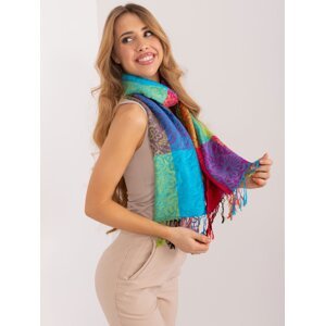 Women's scarf with colorful fringes