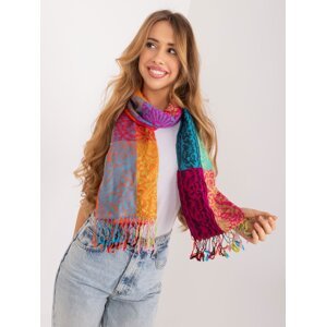 Women's long scarf with colorful fringes
