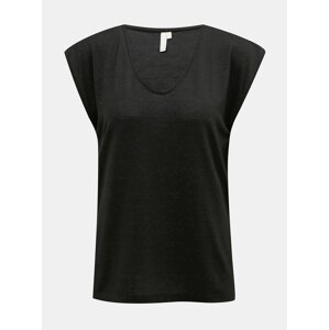 Black T-Shirt with Metallic Fibers Pieces - Women