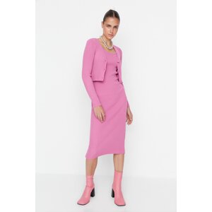 Trendyol Pink Button részletes kardigán ruha kötöttáru ruha