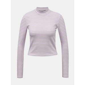 White-purple striped short T-shirt Pieces Raya - Women's