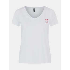 White T-shirt with embroidery Pieces Billy - Women