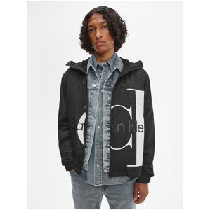 Black Men's Patterned Lightweight Hooded Jacket Calvin Klein Jeans - Men's