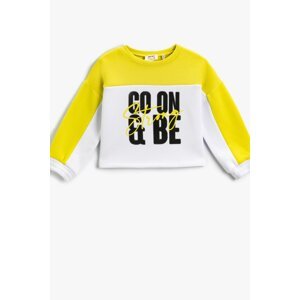 Koton Slogan Printed Color Block Sweatshirt