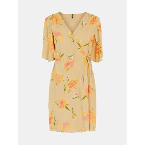 Yellow Floral Tie Wrap Dress Pieces Tianna - Women