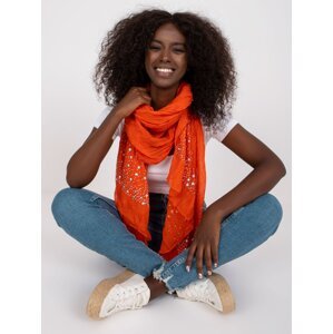 Dark orange scarf with decorative appliqué