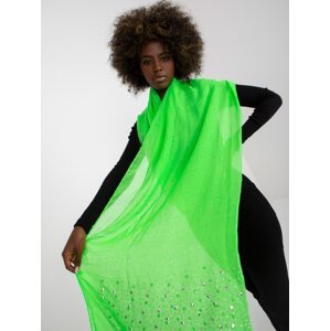 Fluo green scarf with application of rhinestones