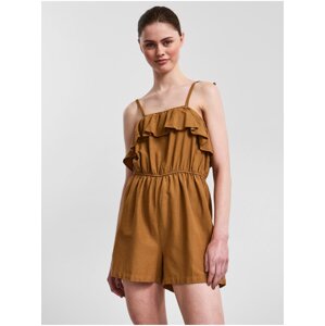 Brown Short Jumpsuit with Straps Pieces Sunna - Women