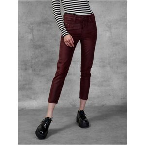 Burgundy Women's Cropped Slim Fit Diesel Jeans - Women's