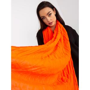 Fluo orange airy scarf with pleats