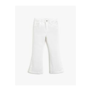 Koton Spanish Leg Jeans with Pockets Cotton Slit Detail - Flare Jean with Adjustable Elastic Waist