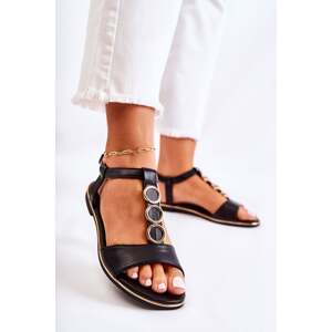 Women's classic sandals with decorative strap Black Terrine