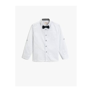 Koton Shirt with Bow Tie Long Sleeved One Pocket Detail Cotton