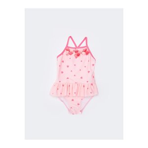 LC Waikiki Baby Girl Swimwear with a Printed Made from Flexible Fabric
