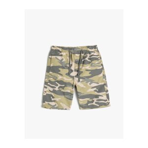 Koton Bermuda Camouflage Shorts Parachute Fabric Pocket Tie Waist Cotton