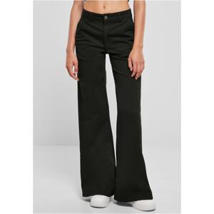 Women's high-waisted wide-leg chino trousers in black