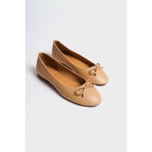 Capone Outfitters Women's Genuine Leather Bow Round Toe Flats