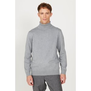 ALTINYILDIZ CLASSICS Men's Gray Melange Standard Fit Normal Cut Full Turtleneck Knitwear Sweater