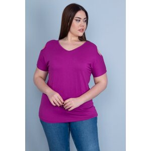 Şans Women's Plus Size Purple Decollete Decollete Blouse