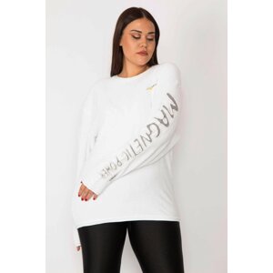 Şans Women's Plus Size Bone Sleeve Detailed Towel Sweatshirt