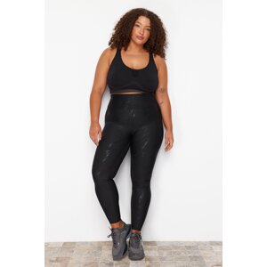 Trendyol Curve Black Printed Knitted Plus Size Leggings