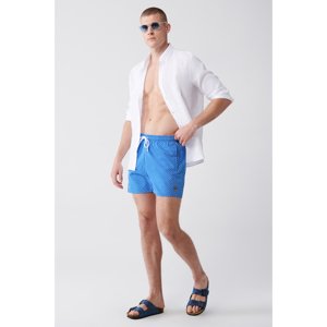 Avva White-blue Quick Dry Printed Standard Size Comfort Fit Swimsuit Swim Shorts