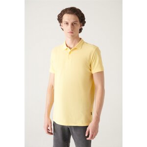 Avva Men's Yellow 100% Egyptian Cotton Regular Fit 3 Button Polo Neck T-shirt