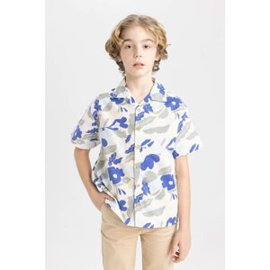 DEFACTO Boy Oversize Fit Patterned Viscose Short Sleeve Shirt