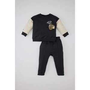 DEFACTO Baby Boy Printed Sweatshirt Sweatpants 2 Piece Set