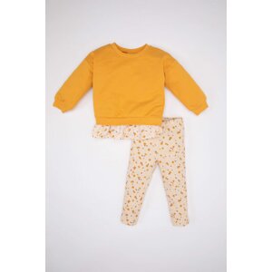 DEFACTO 2 piece Regular Fit Crew Neck Flower Knitted Set