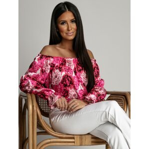 Women's Spanish blouse with long sleeves, navy pink