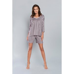 Pyjamas Savitri 3/4 sleeve, short leg - print/pink