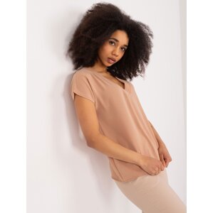 Camel blouse BASIC FEEL GOOD with short sleeves