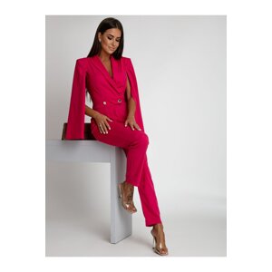Dark pink jumpsuit with slit sleeves