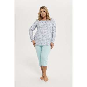 Women's pyjamas Hedera long sleeves, 3/4 pants - print/turquoise