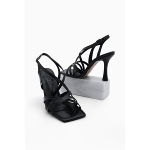 Marjin Women's Heels Flat Toe Cross-Band Heel Sandals Resi Black